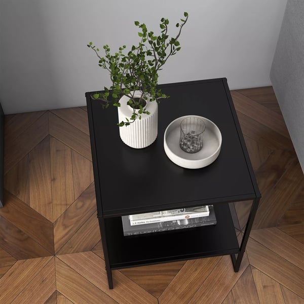 Sidebord med Opbevaring - Sort Stål 40x40x45 cm