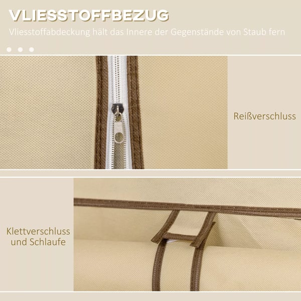 HOMCOM Klapskab med bøjlestænger, 8 hylder, stof, beige, 125x43x162,5cm