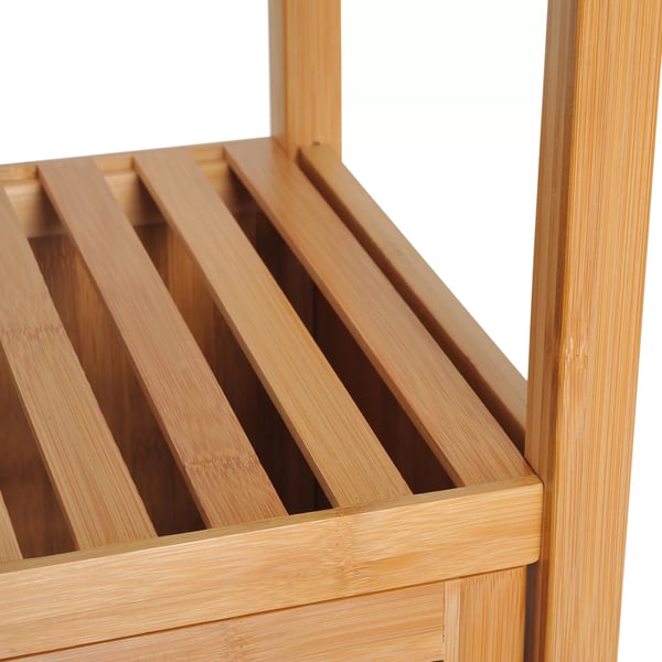 HOMCOM Badev3relsesskab i Bambus, Natur - 3 Hylder og 1 Skab, 36x33x140cm