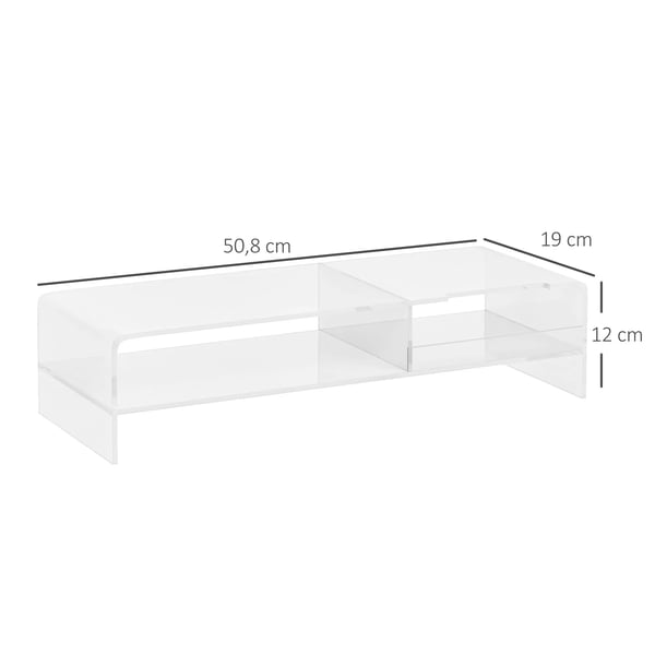 Monitorstativ Akryl Gennemsigtig med Opbevaring til PC/Laptop (op til 24"), 50.8x19x12cm