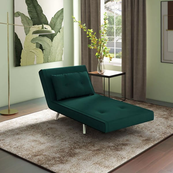 HOMCOM Klapseng 3-i-1 Loungestol m. Pude, Mørkegrøn Polyester/Stål 77x88x83 cm