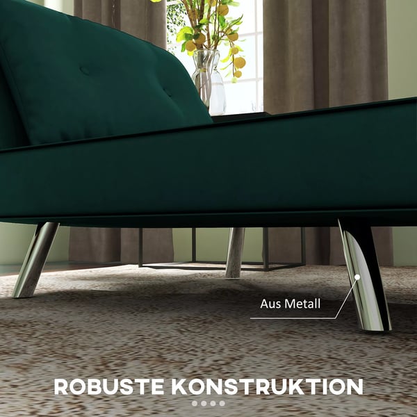 HOMCOM Klapseng 3-i-1 Loungestol m. Pude, Mørkegrøn Polyester/Stål 77x88x83 cm