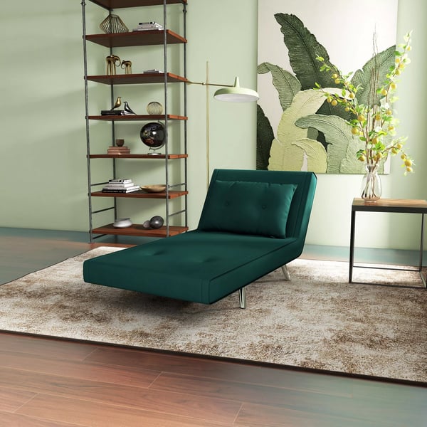 HOMCOM Klapseng 3-i-1 Loungestol m. Pude, Mørkegrøn Polyester/Stål 77x88x83 cm