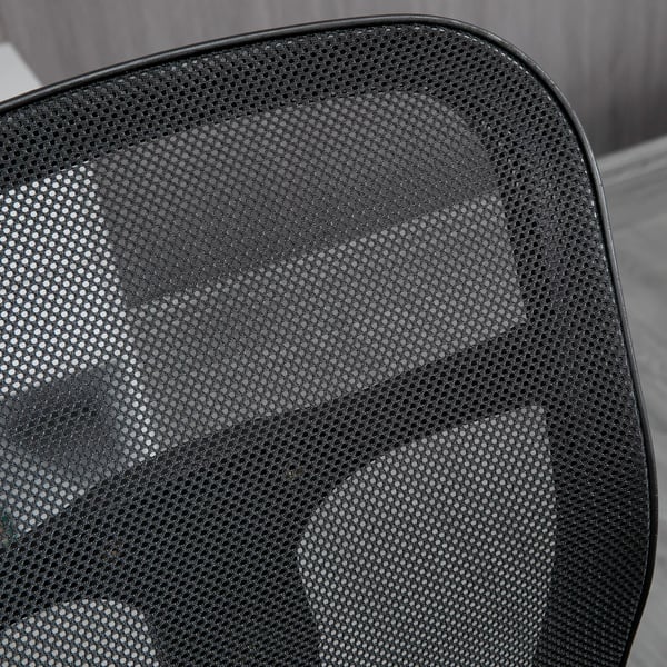 Ergonomisk Ritstol/Kontorsstol - Svart Mesh, Justerbar Höjd & Fotstöd, Fällbara Armstöd - Bekväm Datorsits