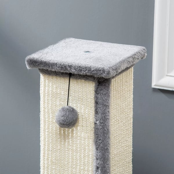 Raapimispuu 81cm Korkea Sisal-päällysteinen, Harmaa/Kermanvalkoinen, Lelupallolla