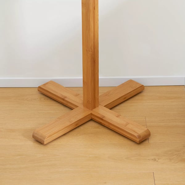 Garderobestativ i Bambus med 8 Kroge, Natur - 49,5x49,5x178cm