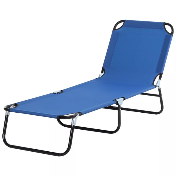 Outsunny solstol, havestol med justerbart ryglæn, stål, blå, 188x56x28 cm, ideel til have og altan