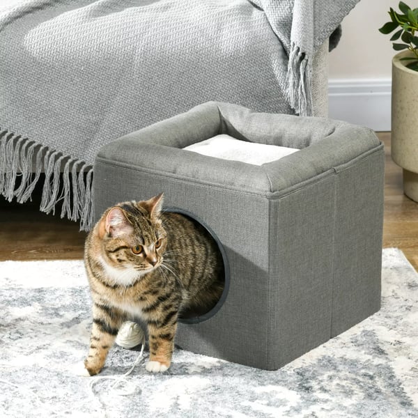 PawHut Grøn Kattely med Pude, Polyester, 36,5x36,5x33cm