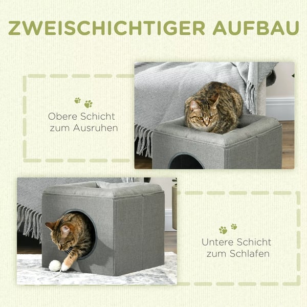 PawHut Grøn Kattely med Pude, Polyester, 36,5x36,5x33cm