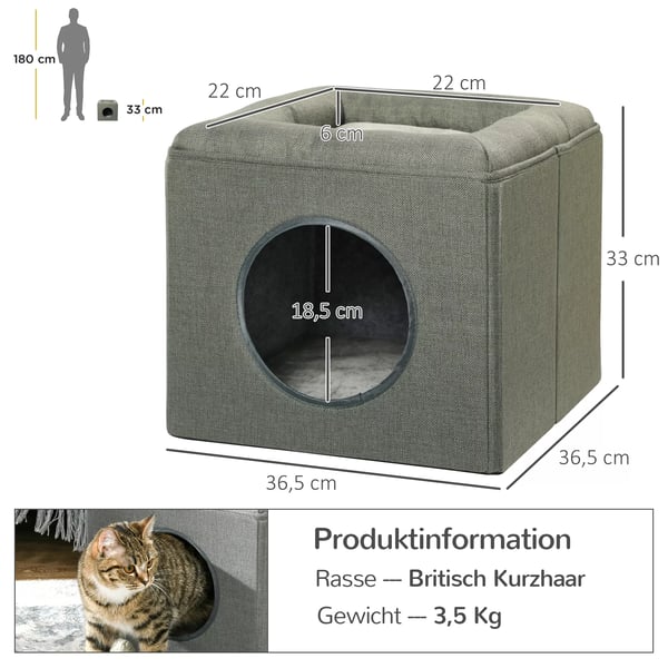 PawHut Grøn Kattely med Pude, Polyester, 36,5x36,5x33cm
