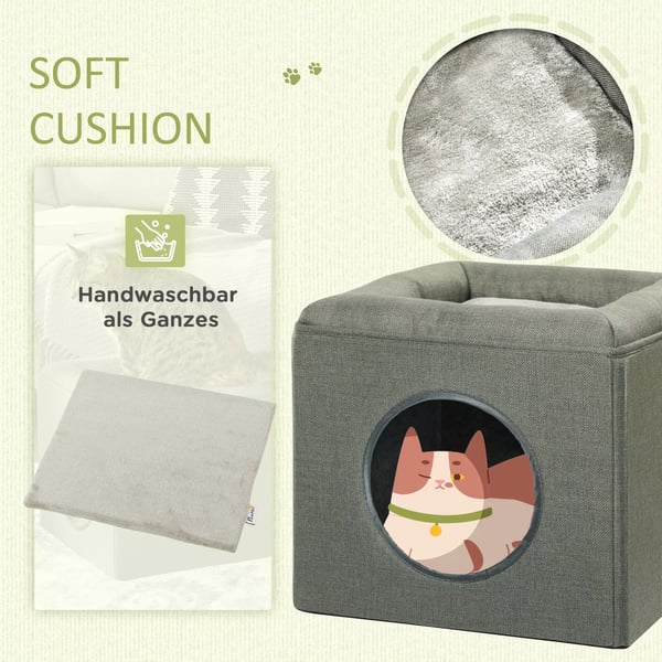 PawHut Grøn Kattely med Pude, Polyester, 36,5x36,5x33cm