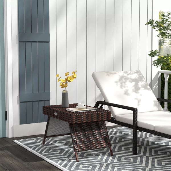 Outsunny rattan havebord klapbord vejrbestandigt brun 60x41x41cm