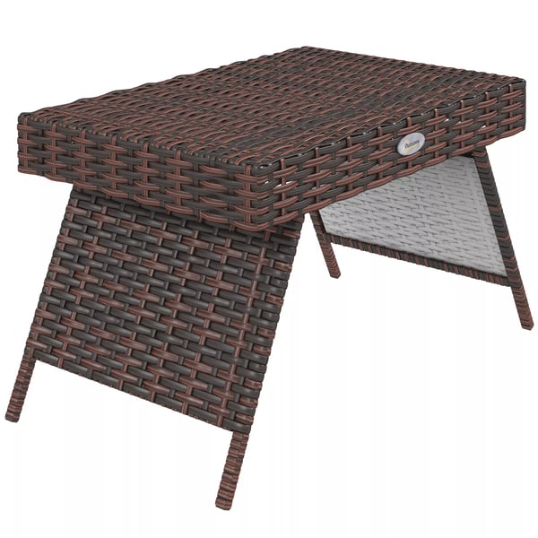 Outsunny rattan havebord klapbord vejrbestandigt brun 60x41x41cm