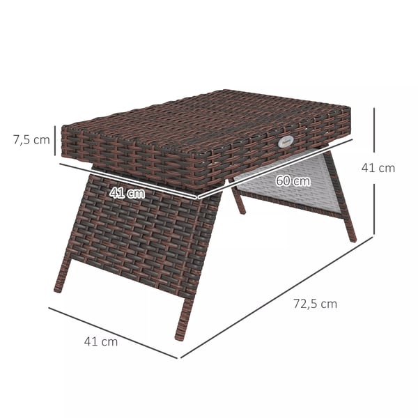 Outsunny rattan havebord klapbord vejrbestandigt brun 60x41x41cm
