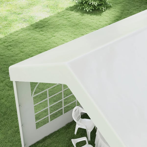 Outsunny Sidepanel med vindue, Sidevæg til pavillon ca. 6 x 2 m Sideplane udskiftningsvæg til partytelt, Hvid