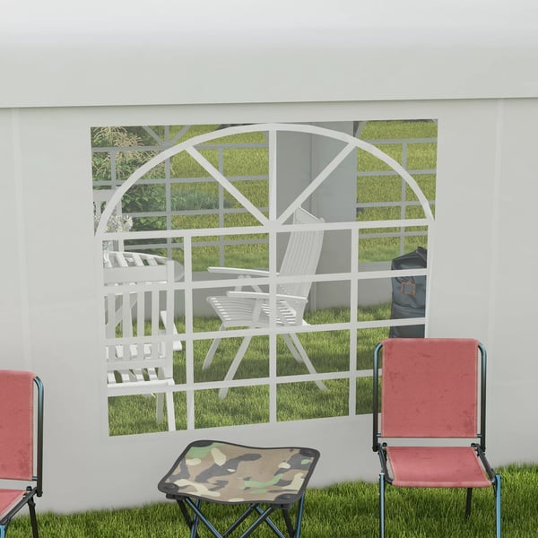 Outsunny Sidepanel med vindue, Sidevæg til pavillon ca. 6 x 2 m Sideplane udskiftningsvæg til partytelt, Hvid