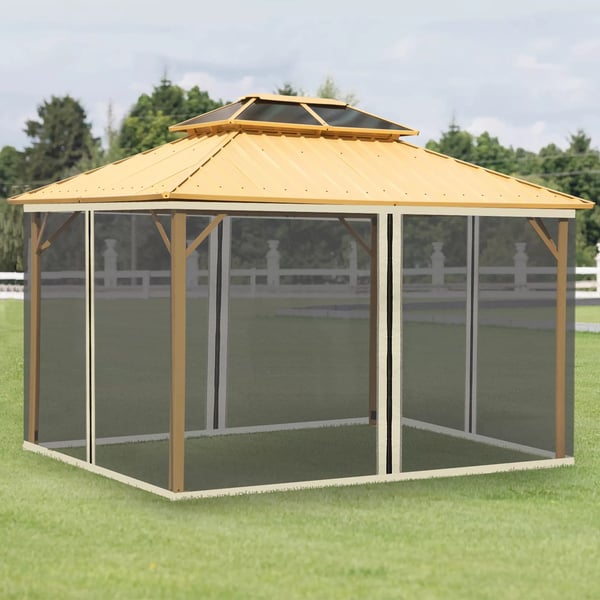 Outsunny myggenet til 3x4 pavillon, 4 sidepaneler, fluenet med lynlås, insektbeskyttelse i nylonnet, sort