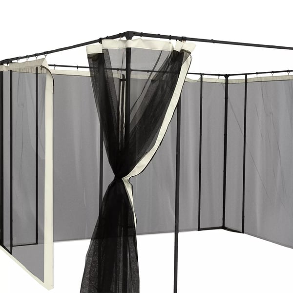 Outsunny myggenet til 3x4 pavillon, 4 sidepaneler, fluenet med lynlås, insektbeskyttelse i nylonnet, sort