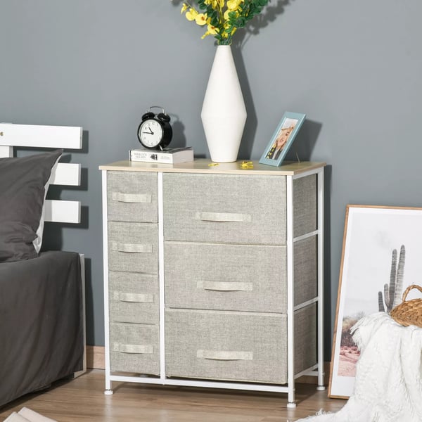 HOMCOM Laatikostokaappi Hell Grau Kuitukangaslaatikot Metalli 63.5x30x71cm