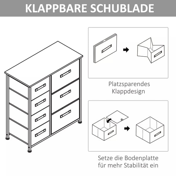 HOMCOM Laatikostokaappi Hell Grau Kuitukangaslaatikot Metalli 63.5x30x71cm