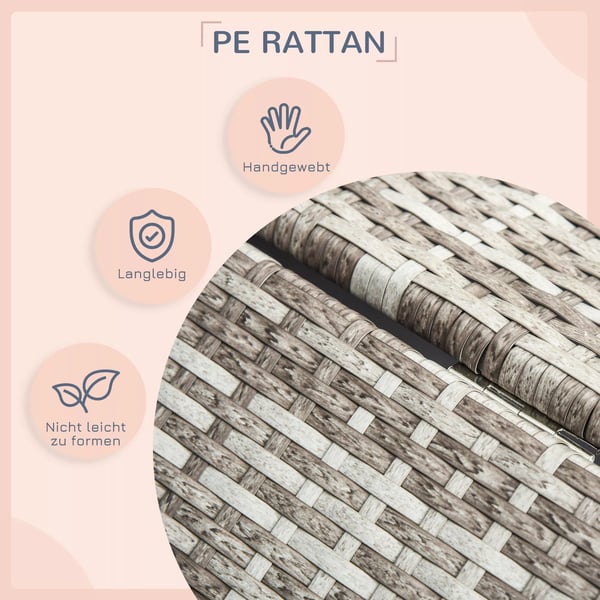 PawHut Hundehus i PE Rattan med Pude - Grå Husformet Seng til Hunde & Katte - Udendørs/Indendørs - 69x98x70 cm