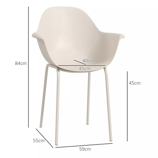 Outsunny havestol 4 stk., stabelbare terrasse stole med ryglæn og armlæn, altanstole, spisestole til haven, grå
