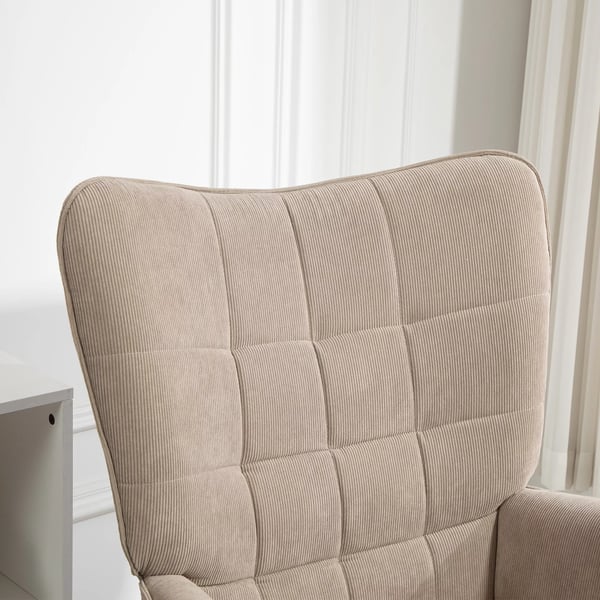 HOMCOM Corduroy-ilmeinen nojatuoli jakkaralla, polyesteri, ruskea