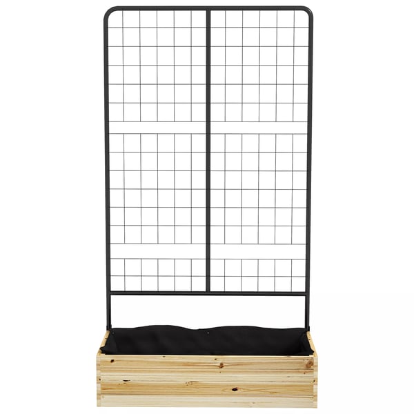 Outsunny højbed med espalier, plantekasse i træ, urtebed, blomsterkasse til have, altan, naturtræ, 80 x 38 x 145 cm