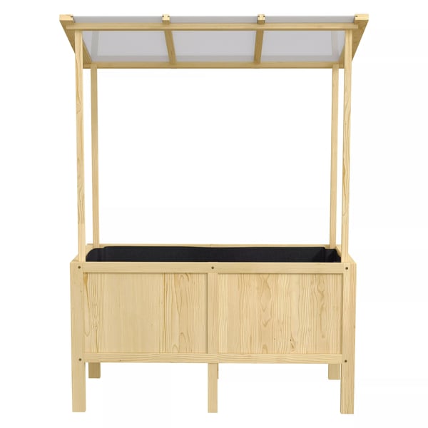 Outsunny højbed træ-drivbænk med låg, plantekasse med fiberdug, til have og altan, 110x60x152 cm, natur