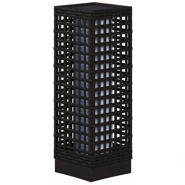 Outsunny Solcellelampe i Rattan-design, vandtæt, lyssensor, automatisk LED-havelampe, sort, 15,5 x 15,5 x 46 cm