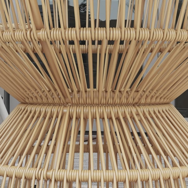 Outsunny sidebord i rattan, Ø60 cm sofabord havebord med bordplade af hærdet glas, altanbord i boho-design, kaffebord, naturtræ