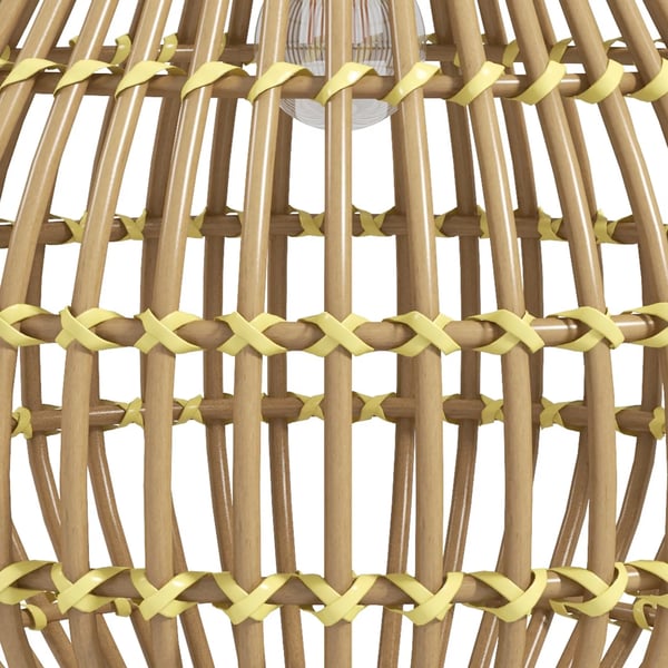Outsunny solcellelampe, rattan havelampe, vandtæt, lyssensor, tromledesign, gul