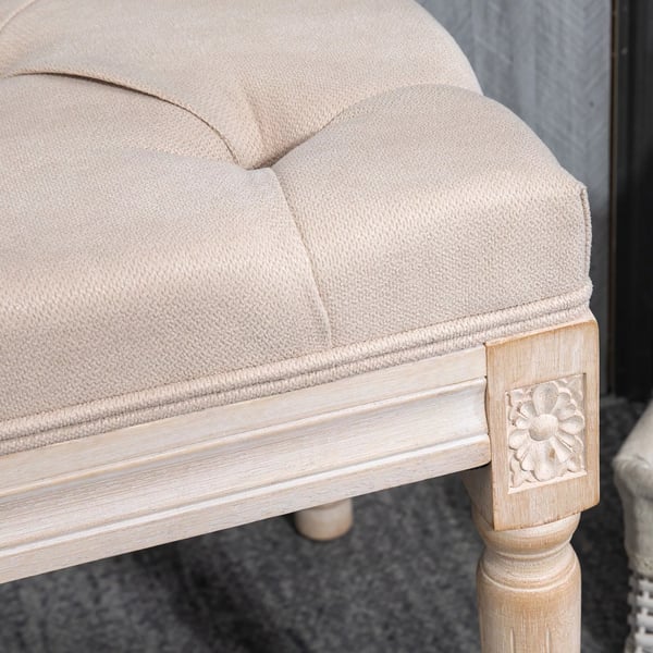 HOMCOM Polstret bænk vintage 117x40x48 cm, siddebænk, sengebænk, soveværelsesbænk med knapper, hør-look, op til 120 kg, beige