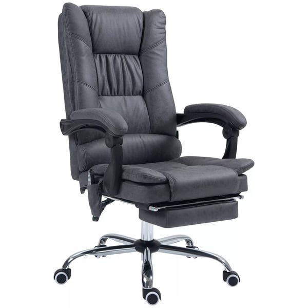 Vinsetto Massagestol - Ergonomisk Kontorsstol i Mikrofiber, Mörkgrå, med Värme och Fotstöd