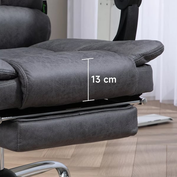 Vinsetto Massagestol - Kontorstol med Varme, Læn, Fodstøtte, Justerbar Højde, Mikrofiber, Mørkegrå