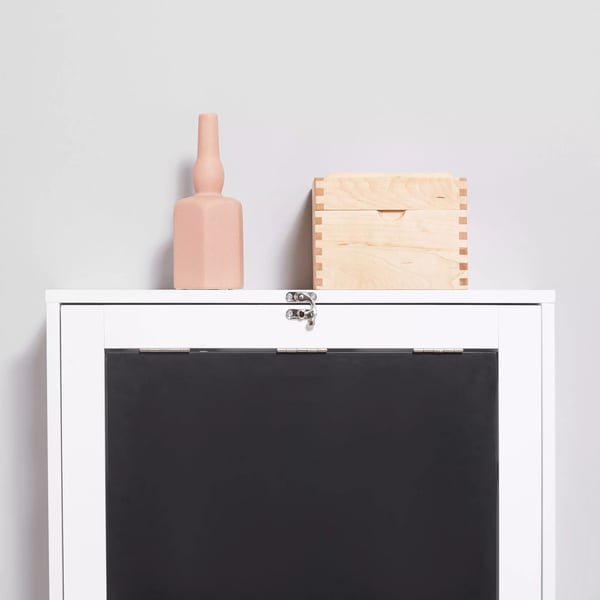 HOMCOM Seinään kiinnitettävä työpöytä, taitettava työpöytä 5 lokerolla, valkoinen+musta taulu 60x94.5x147cm