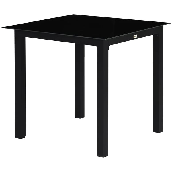 Outsunny havebord firkantet til 4 personer terrassenterrasse hærdet glasplade aluminium sort 80x80x74 cm
