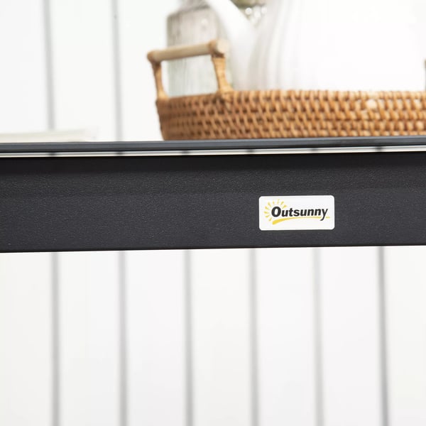 Outsunny havebord firkantet til 4 personer terrassenterrasse hærdet glasplade aluminium sort 80x80x74 cm