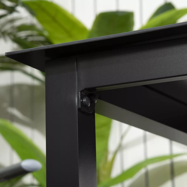 Outsunny havebord firkantet til 4 personer terrassenterrasse hærdet glasplade aluminium sort 80x80x74 cm