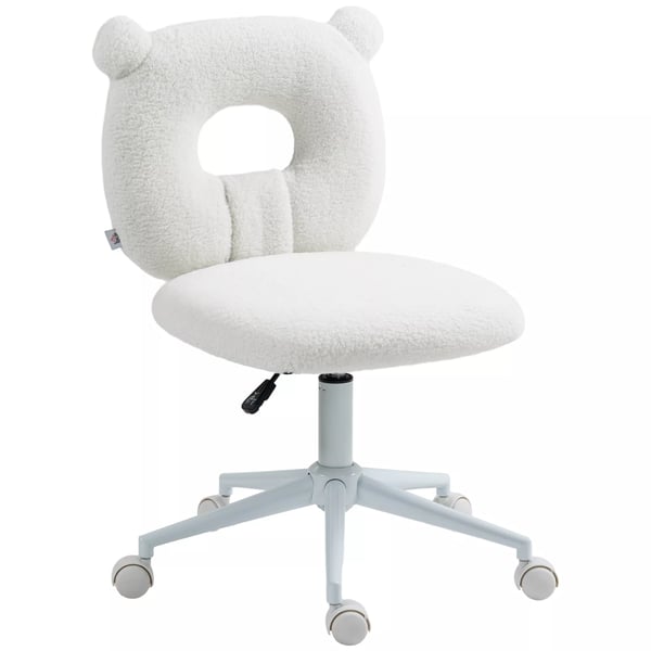 toimistotuoli, säädettävä, kääntyvä, pehmeä teddy fleece, valkoinen, polyesteri, 120kg