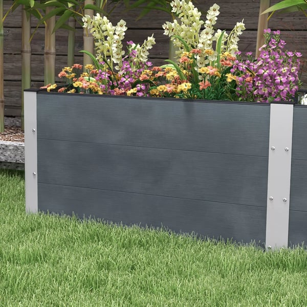 Outsunny højbed med åben bund, grå blomster- og plantekasse, grøntsags- og urtebed til have og altan, 200x50x56cm