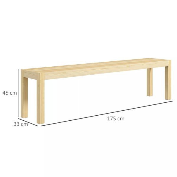Bänk 3-sits i furu, natur – Robust trädgårdsbänk/köksbänk med hög lastkapacitet (330 kg)