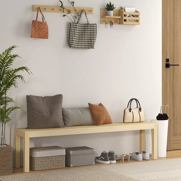 Bänk 3-sits i furu, natur – Robust trädgårdsbänk/köksbänk med hög lastkapacitet (330 kg)