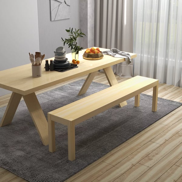 Bänk 3-sits i furu, natur – Robust trädgårdsbänk/köksbänk med hög lastkapacitet (330 kg)