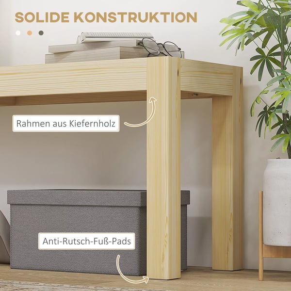 Bänk 3-sits i furu, natur – Robust trädgårdsbänk/köksbänk med hög lastkapacitet (330 kg)