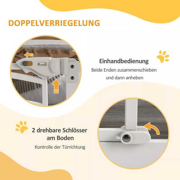 PawHut Automatisk Lukkende Hundegitter Dør - 74-100 cm - Hvid Legeret Stål - Ingen Boring