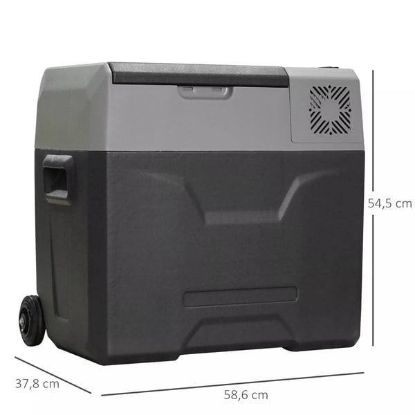 HOMCOM 50L Bilkøleskab, Elektrisk Kompressor Køleboks til Camping og Rejser, 12/24V DC & 110-240V AC, Grå