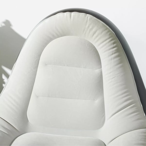Outsunny Oppustelig sofa med fodskammel, luftsofa med kopholder, til camping og hjemmebrug, lysegrå, 125x100x87cm