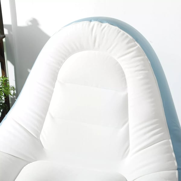 Outsunny Oppustelig Sofa med Fodskammel og Kopholder - Hvid/Blå Plastik, 125x100x87cm