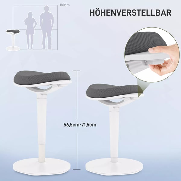 Ergonomisk Siddende Hocker, Hjdejusterbar Kontorstol, Mesh, Grå